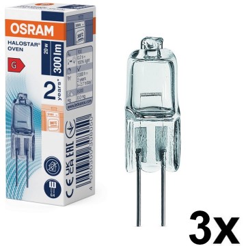 ZESTAW 3x żarówek halogenowych do piekarnika HALOSTAR G4/20W/12V 2700K - Osram