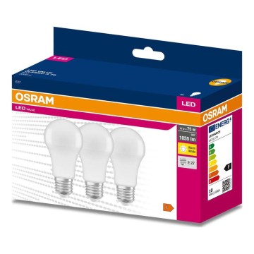 Zestaw 3x żarówek LED A60 E27/10W/230V 3000K - Osram