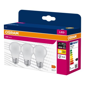 Zestaw 3x żarówek LED A60 E27/8W/230V 3000K - Osram