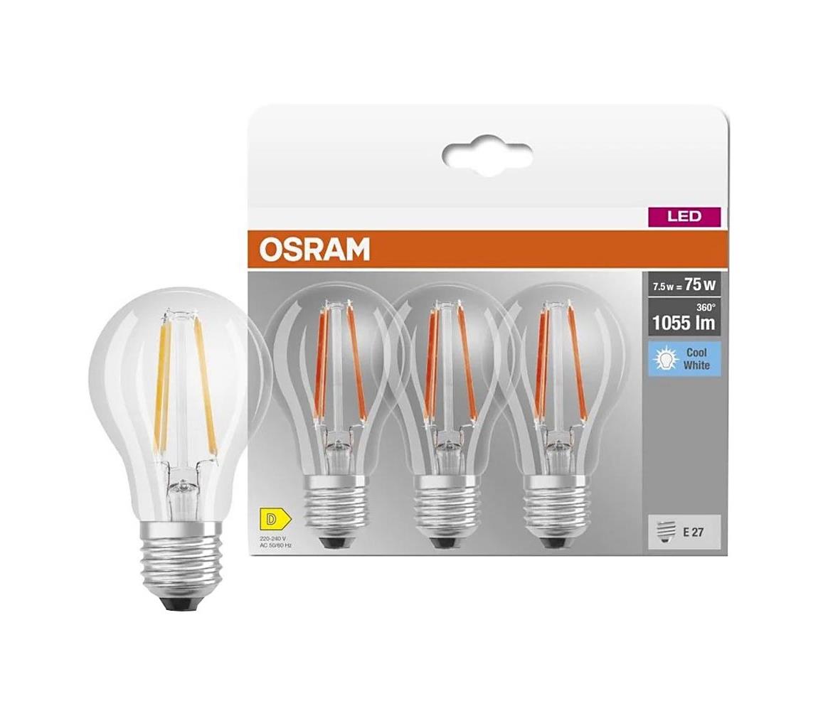 Zestaw 3x żarówek LED BASE CLASSIC FILAMENT A60 E27/7,5W/230V 4000K - Osram