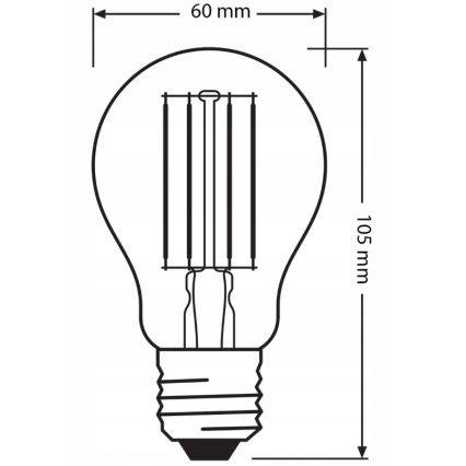 Zestaw 3x żarówek LED BASE CLASSIC FILAMENT A60 E27/7,5W/230V 4000K - Osram