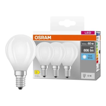 Zestaw 3x żarówek LED BASE CLASSIC FILAMENT E14/5,9W/230V 4000K - Osram