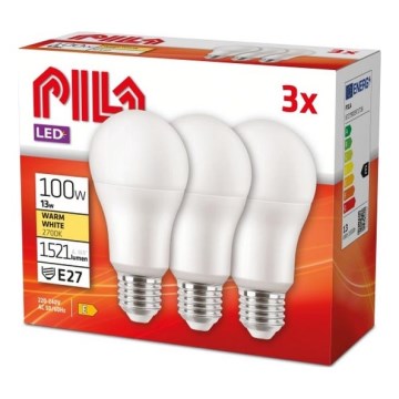 Zestaw 3x żarówek LED Philips Pila E27/13W/230V 2700K