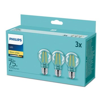 Zestaw 3x żarówek LED VINTAGE Philips E27/8,5W/230V 2700K