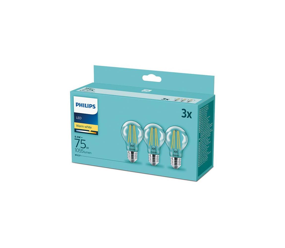 Zestaw 3x żarówek LED VINTAGE Philips E27/8,5W/230V 2700K