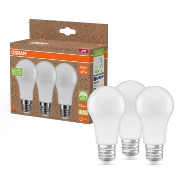 Zestaw 3x żarówek LED z plastiku pochodzącego z recyklingu A100 E27/14W/230V 2700K - Osram