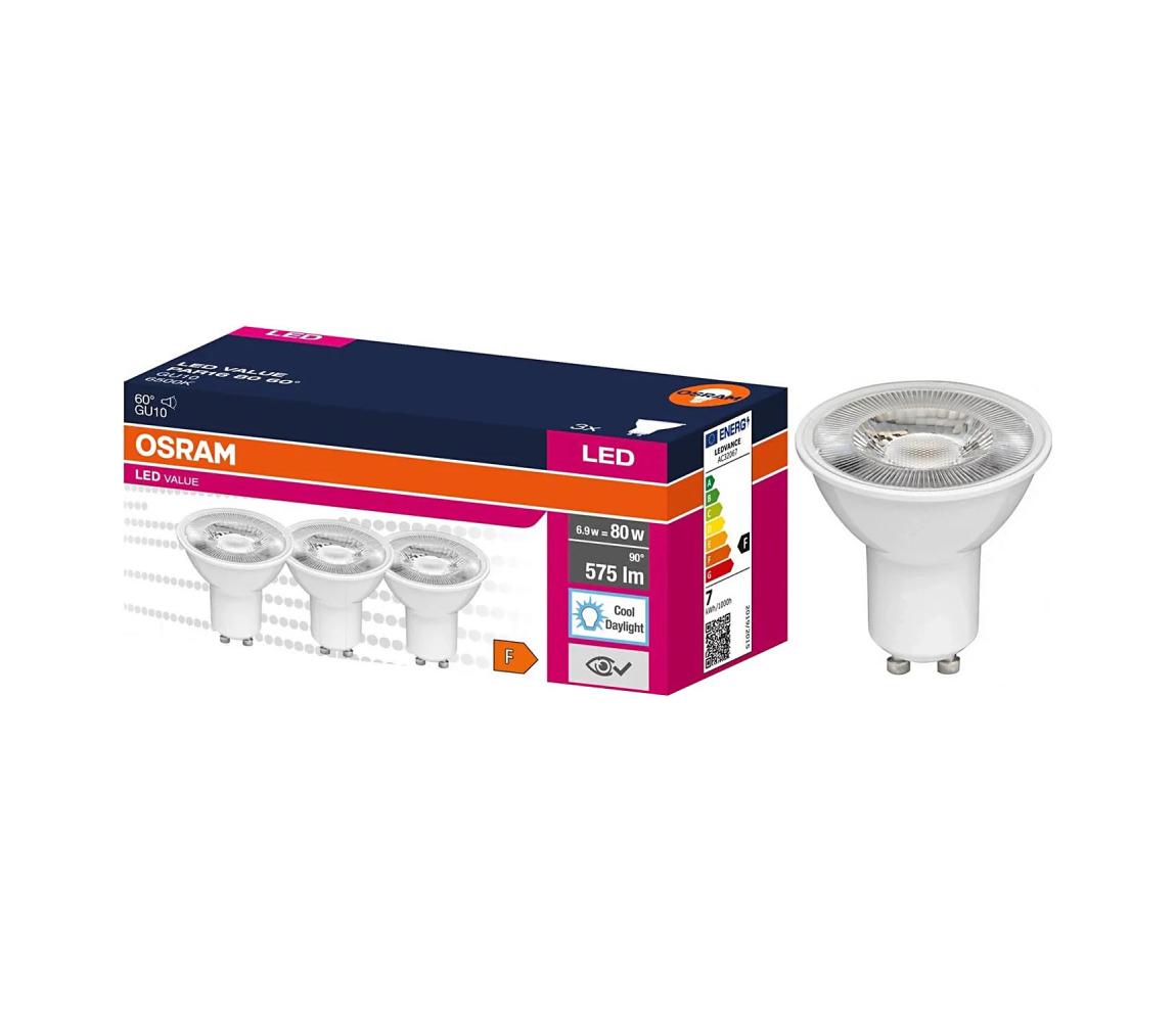 ZESTAW 3x żarówek reflektorowych LED PAR16 GU10/6,9W/230V 6500K 60° - Osram
