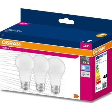 ZESTAW 3x ŻARÓWKA LED A60 E27/8,5W/230V 6500K - Osram