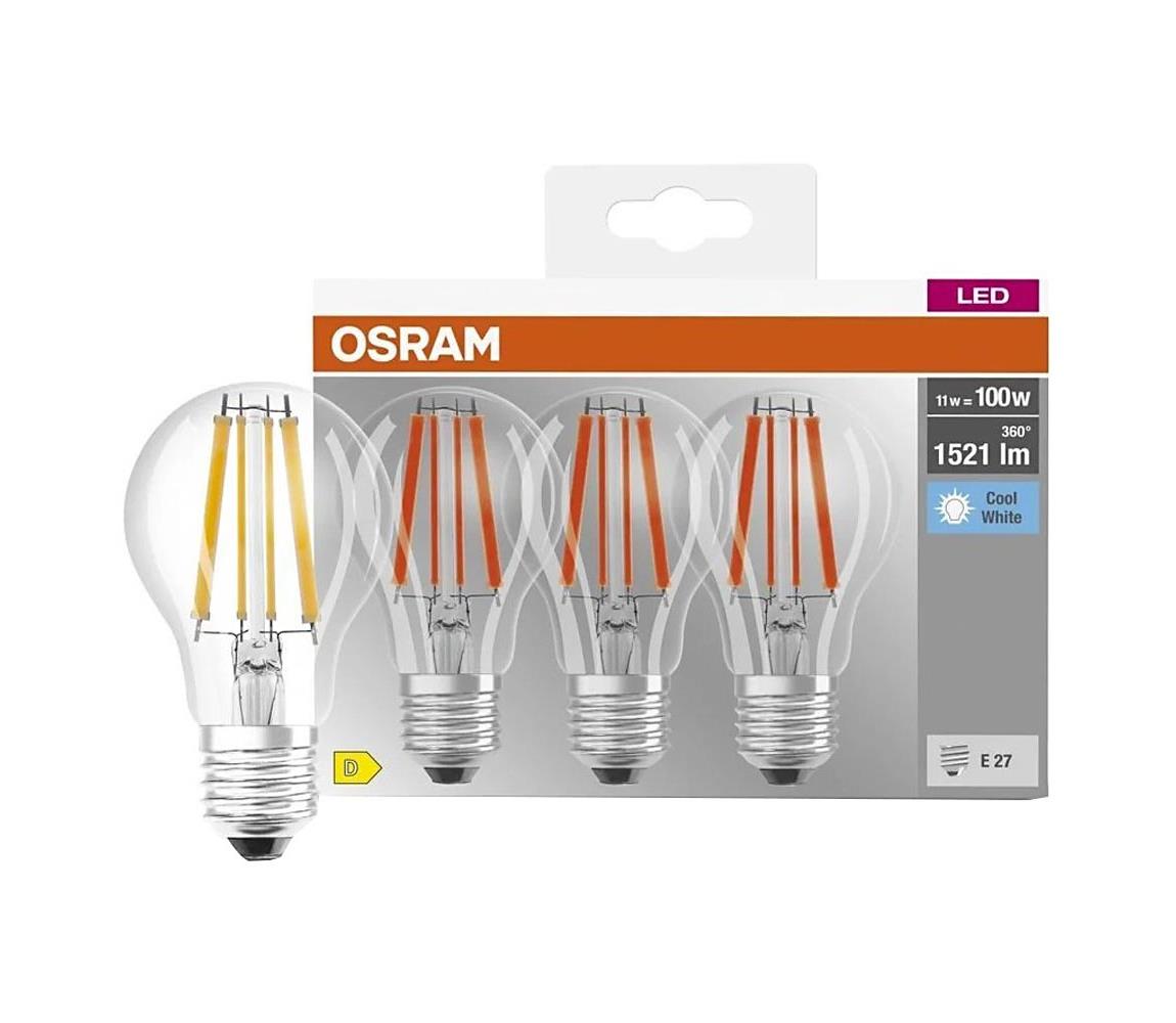 ZESTAW 3x żarówka LED BASE CLASSIC FILAMENT A60 E27/11W/230V 4000K - Osram