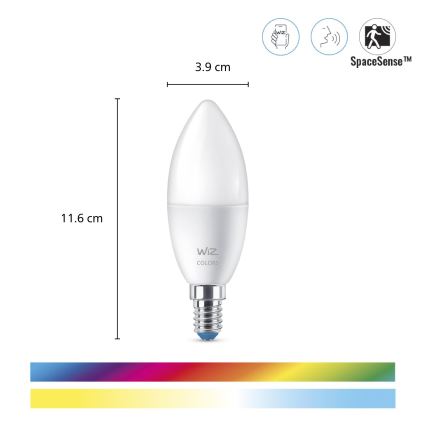 ZESTAW 3x Ściemniana żarówka LED RGBW C37 E14/4,9W/230V 2200-6500K CRI 90 Wi-Fi - WiZ