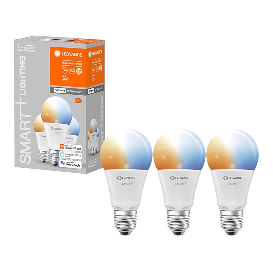 ZESTAW 3× LED Żarówka ściemnialna SMART+ E27/9,5W/230V 2700K-6500K Wi-Fi - Ledvance