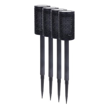 Zestaw 4 lamp solarnych DECOR LED, 1,2 V, 150 mAh, 3000 K, 39 cm, IP44, czarne