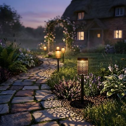 Zestaw 4 lamp solarnych DECOR LED, 1,2 V, 150 mAh, 3000 K, 39 cm, IP44, czarne