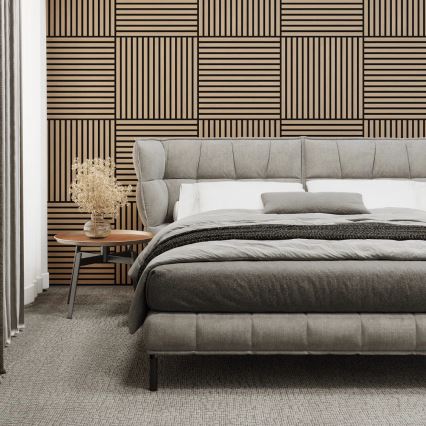 ZESTAW 4 szt. akustycznych paneli ściennych DANVIKEN 60x60 cm, dąb