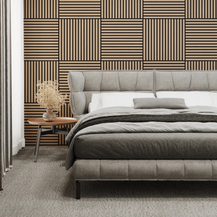 ZESTAW 4 szt. akustycznych paneli ściennych DANVIKEN 60x60 cm, dąb