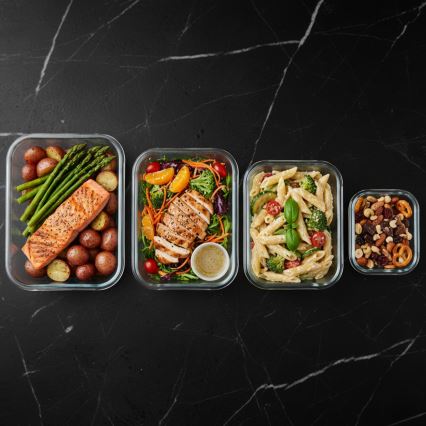 Zestaw 4 szt. pojemników na żywność — przezroczysty/miętowy