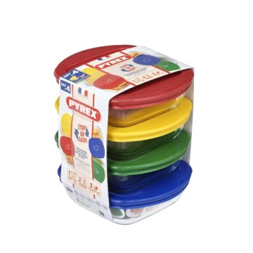 ZESTAW 4 szt. szklanych pojemników na żywność PYREX 0,3 l