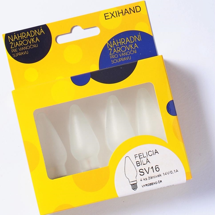ZESTAW 4 x Żarówka zapasowa FELICIA E10/14V/0,1A biała - wykonana w Europie