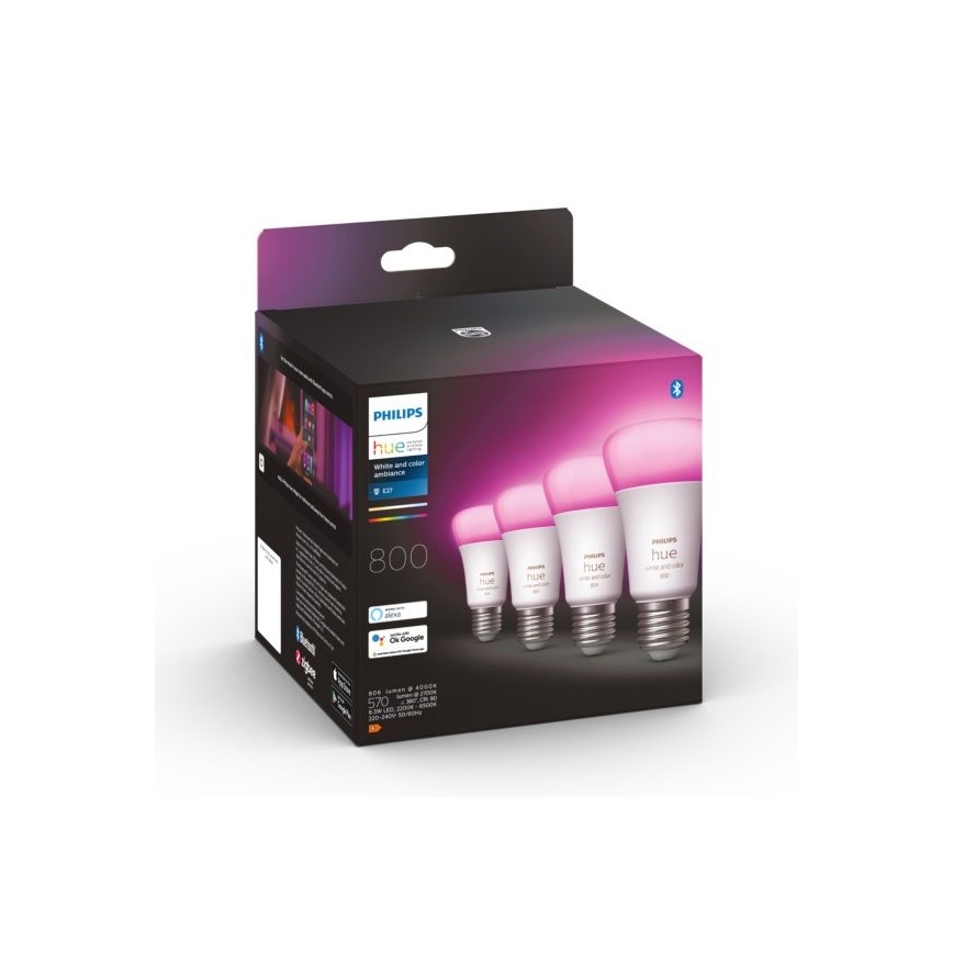 ZESTAW 4 × LED Ściemnialna żarówka Philips Hue WACA E27/6,5W/230V 2000-6500K