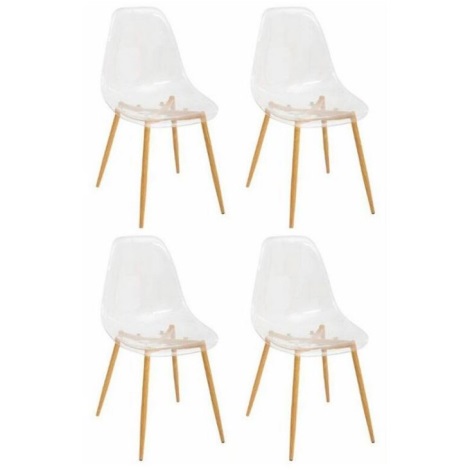 ZESTAW 4x Krzesło do jadalni TAHO brązowe/przezroczyste