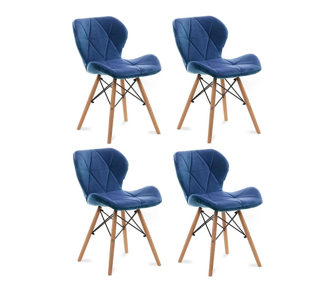 ZESTAW 4x Krzesło do jadalni TRIGO 74x48 cm ciemnoniebieskie/buk