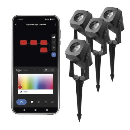 ZESTAW 4x LED RGBIC Ściemnialna lampa zewnętrzna LED/7W/230V 3000-6500K IP65 Wi-Fi Tuya