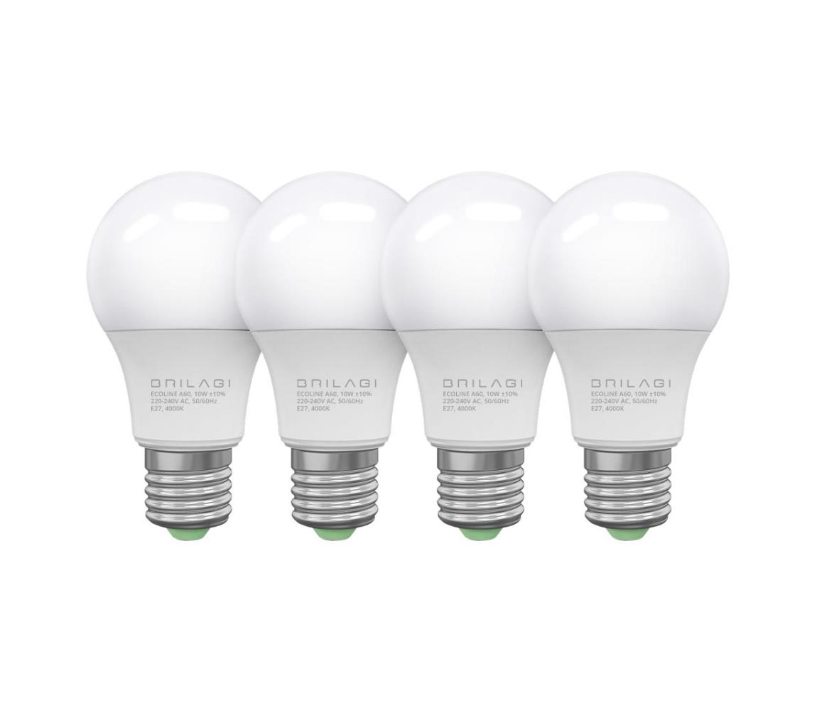 ZESTAW 4x LED Żarówka ECOLINE A60 E27/10W/230V 4000K - Brilagi