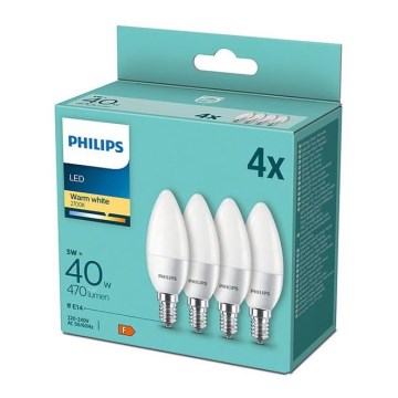 ZESTAW 4x LED Żarówka Philips B35 E14/5W/230V 2700K