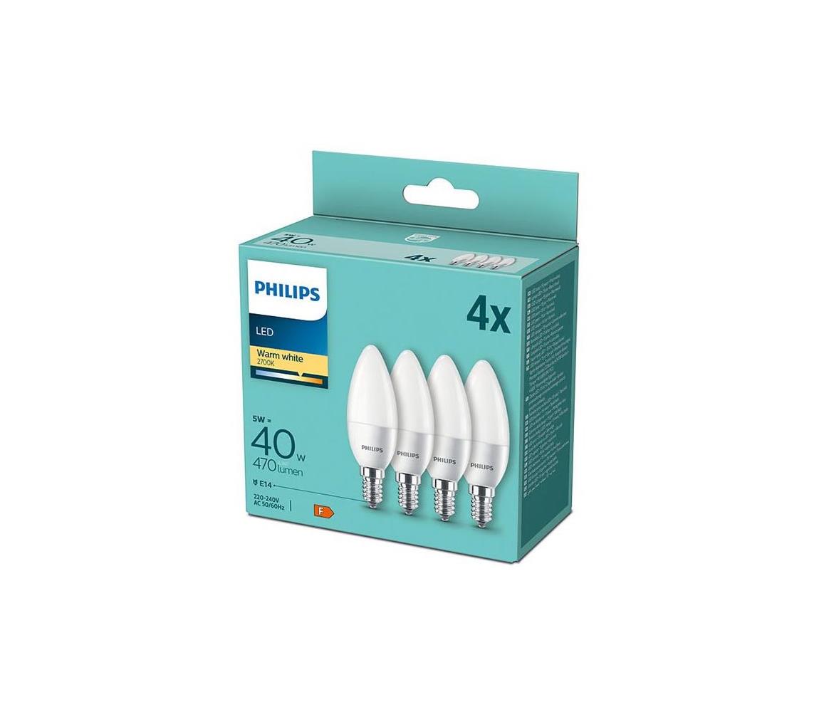 ZESTAW 4x LED Żarówka Philips B35 E14/5W/230V 2700K