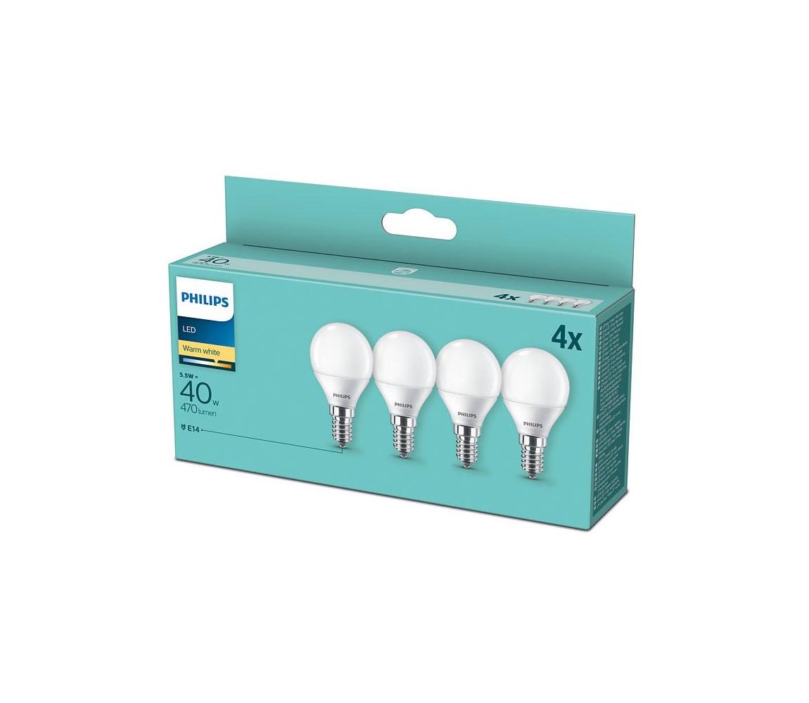 ZESTAW 4x LED Żarówka Philips P45 E14/5,5W/230V 2700K