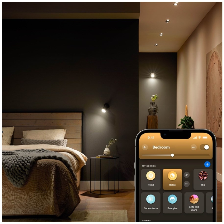 Zestaw 4x ściemnialnych żarówek LED Philips Hue WHITE AMBIANCE GU5,3/MR16/5,1W/12V 2200-6500K