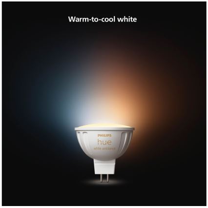 Zestaw 4x ściemnialnych żarówek LED Philips Hue WHITE AMBIANCE GU5,3/MR16/5,1W/12V 2200-6500K