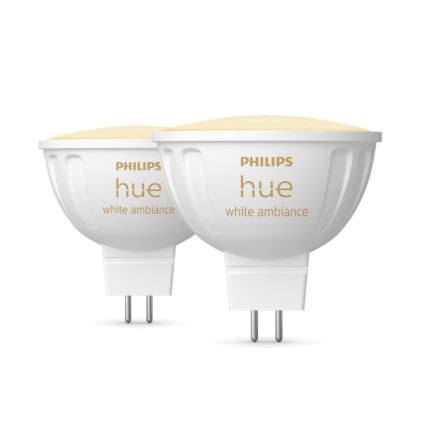 Zestaw 4x ściemnialnych żarówek LED Philips Hue WHITE AMBIANCE GU5,3/MR16/5,1W/12V 2200-6500K