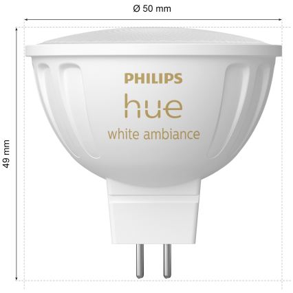 Zestaw 4x ściemnialnych żarówek LED Philips Hue WHITE AMBIANCE GU5,3/MR16/5,1W/12V 2200-6500K