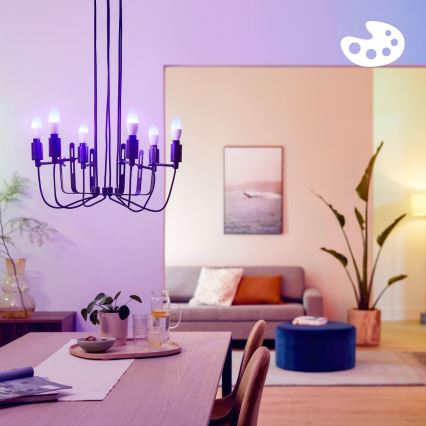 ZESTAW 4x ściemnialnych żarówek LED RGB Philips SMART C37 E14/4,9W/230V 2200-6500K