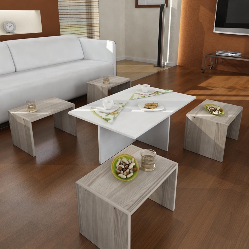 ZESTAW 4x Stolik pomocniczy CHEST 29x41 cm + stolik kawowy 32x90 cm