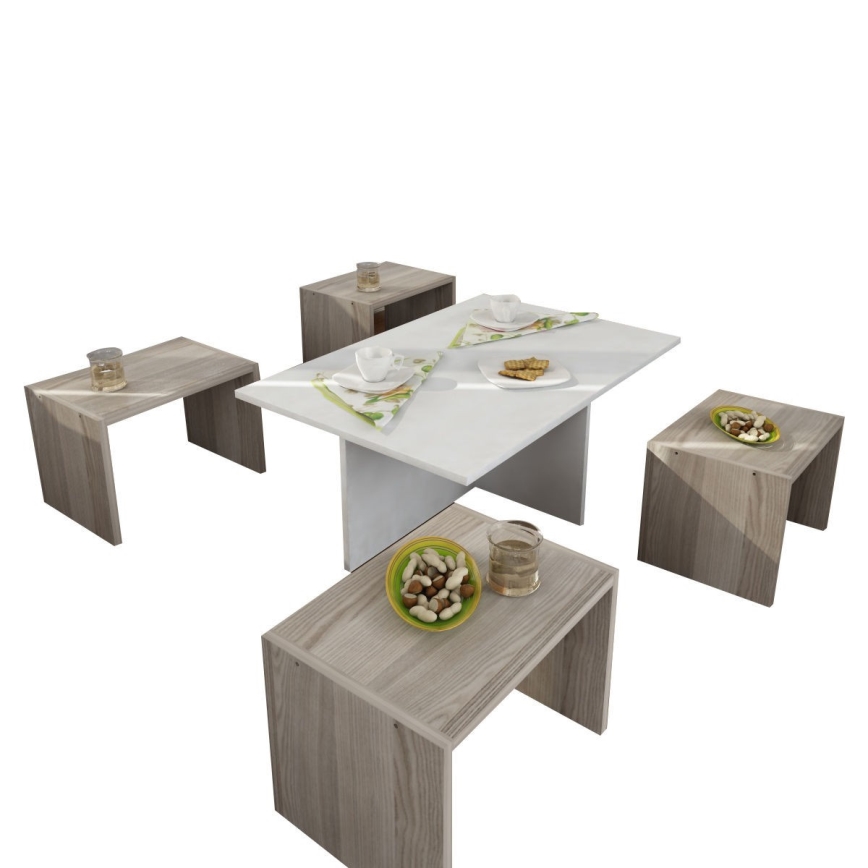 ZESTAW 4x Stolik pomocniczy CHEST 29x41 cm + stolik kawowy 32x90 cm