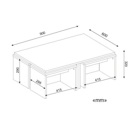 ZESTAW 4x Stolik pomocniczy CHEST 29x41 cm + stolik kawowy 32x90 cm