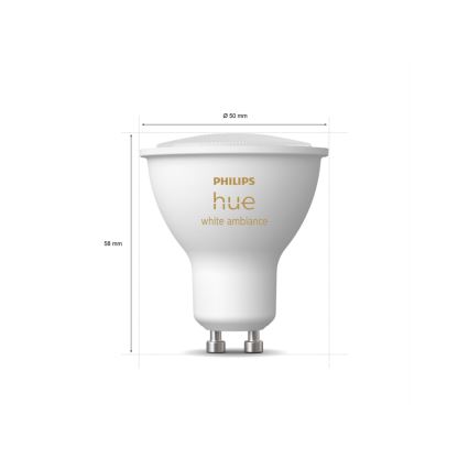 ZESTAW 4x LED Żarówka ściemnialna Philips Hue WHITE AMBIANCE GU10/5W/230V 2200-6500K