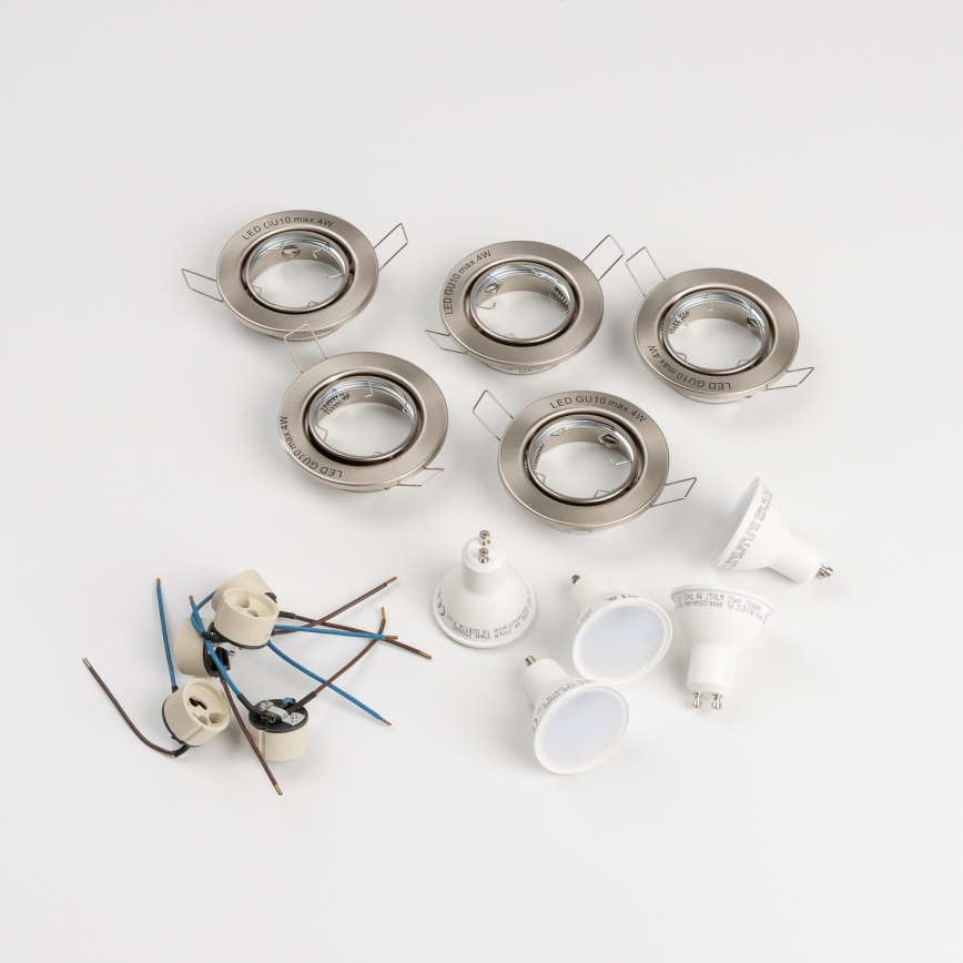 Zestaw 5 opraw wpuszczanych sufitowych do łazienki 1xGU10/4W/230V IP23 matowy chrom