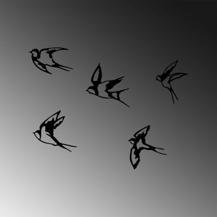 ZESTAW 5x Dekoracja ścienna ptaki metalowe