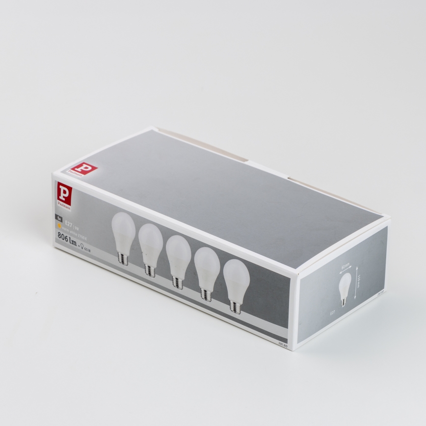 ZESTAW 5x LED Żarówka A60 E27/9W/230V 2700K - Paulmann 28780