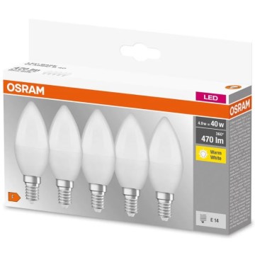ZESTAW 5x LED Żarówka BASE B40 E14/4,9W/230V 2700K - Osram