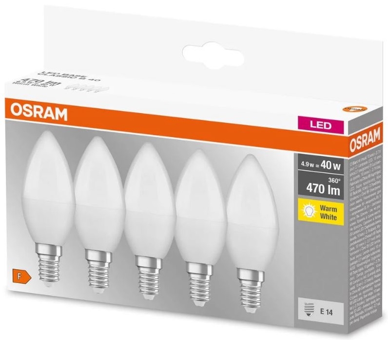 ZESTAW 5x LED Żarówka BASE B40 E14/4,9W/230V 2700K - Osram
