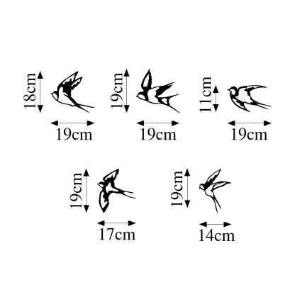 ZESTAW 5x Ptaki do dekoracji ścian