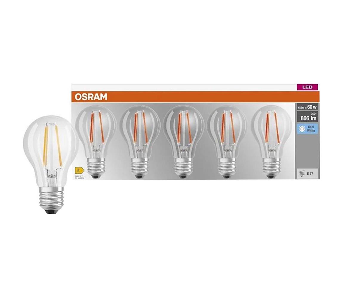 Zestaw 5x żarówek LED BASE CLASSIC FILAMENT A60 E27/7W/230V 4000K - Osram