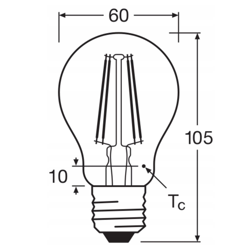 Zestaw 5x żarówek LED BASE CLASSIC FILAMENT A60 E27/7W/230V 4000K - Osram