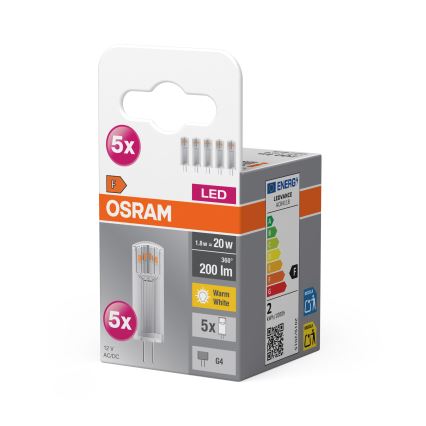 ZESTAW 5x żarówek LED PIN G4/1,8W/12V 2700K - Osram