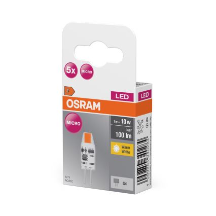 ZESTAW 5x żarówek LED PIN MICRO G4/1W/12V 2700K - Osram