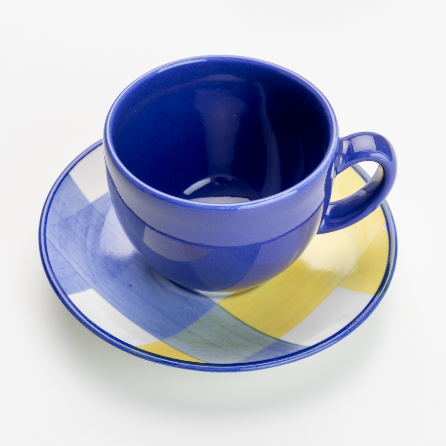 Zestaw kawowy 6x ceramiczna filiżanka ze spodkiem niebieska